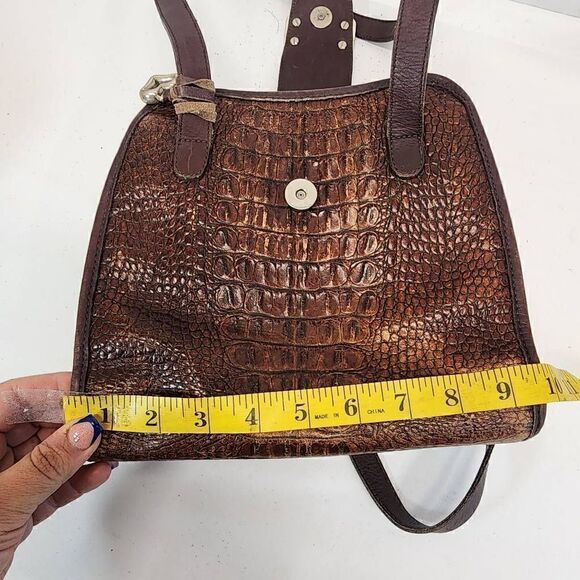 BRIGHTON Brown Crocco Embossed Strap Over Shoulder Bag - Picture 10 of 15